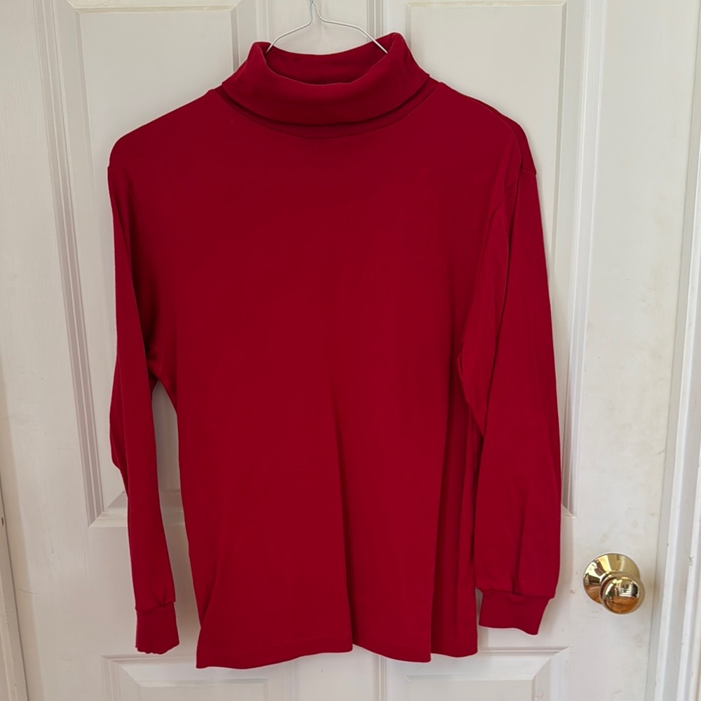 Red Turtleneck Long Sleeve Top. A-8